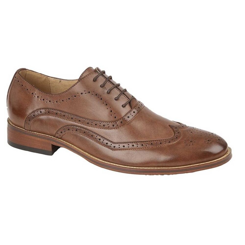 Goor Childrens Boys Brogued Wing Tip Smart Shoe / Brown